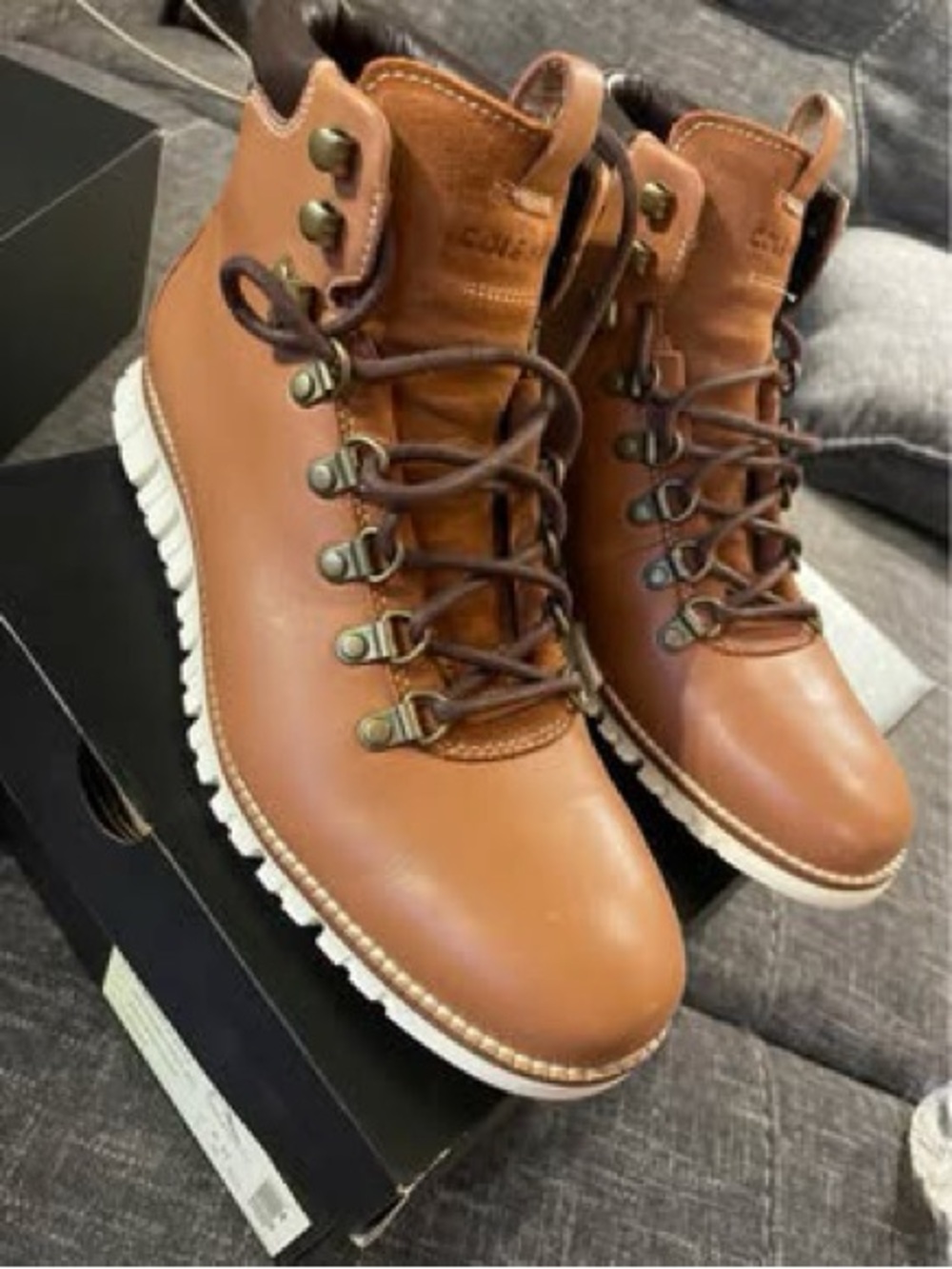 Cole Haan Tan Leather Lace-Up Hiking Boots